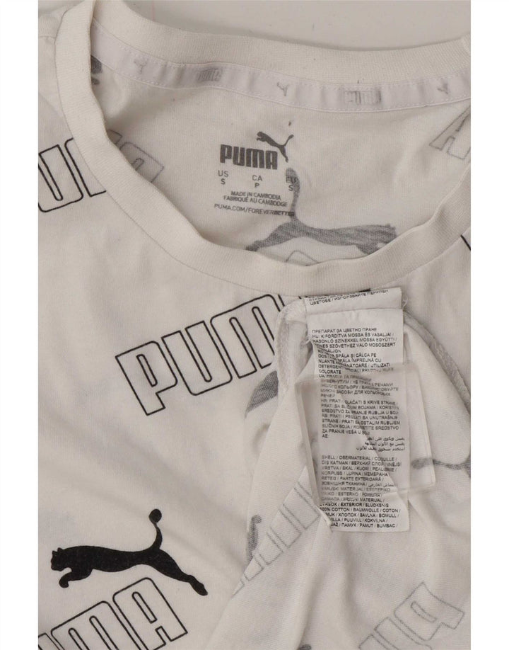 T-shirt grafica da uomo Puma Top Small in cotone bianco