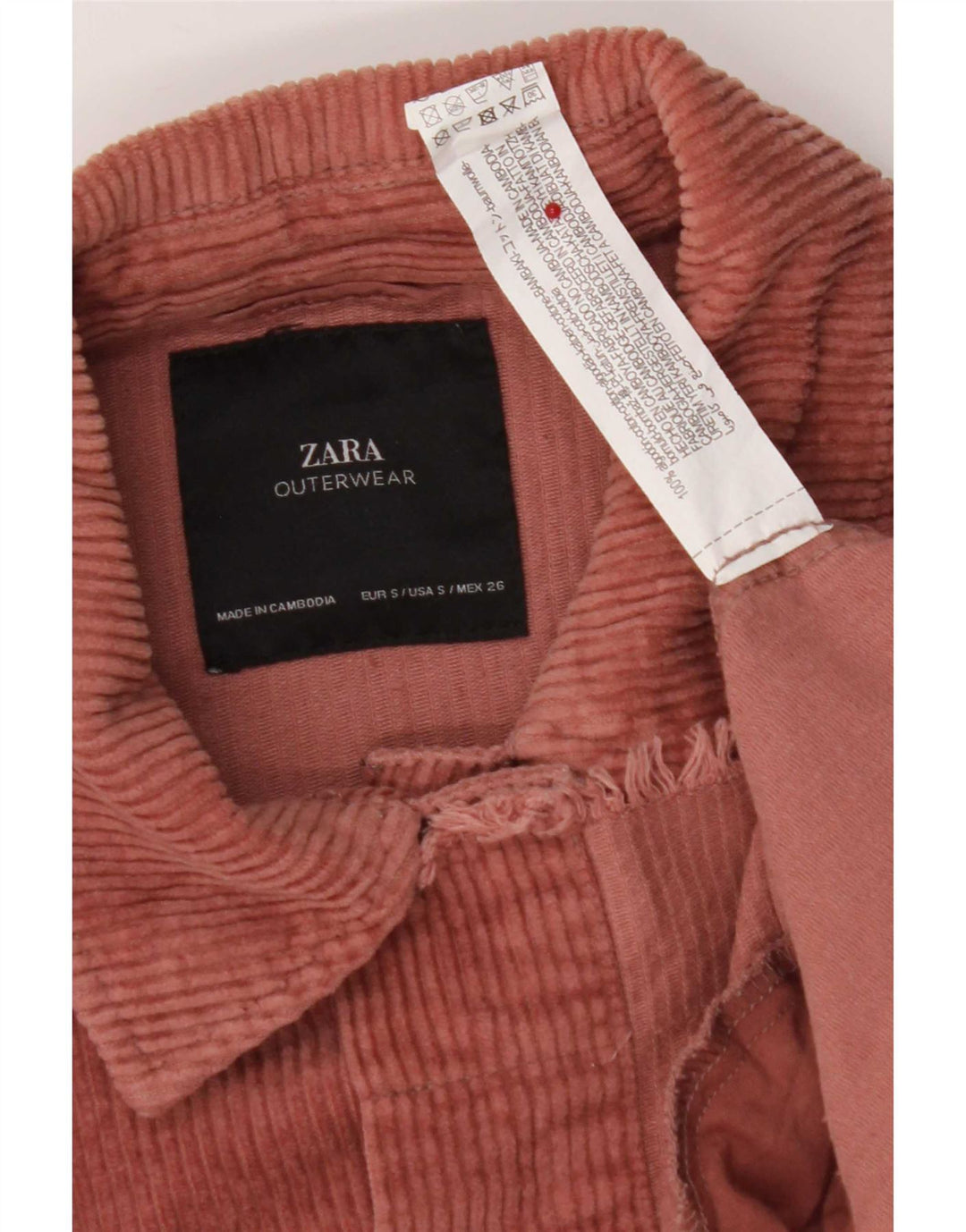 Giacca da donna oversize in velluto a coste Zara UK 10 piccola in cotone rosa