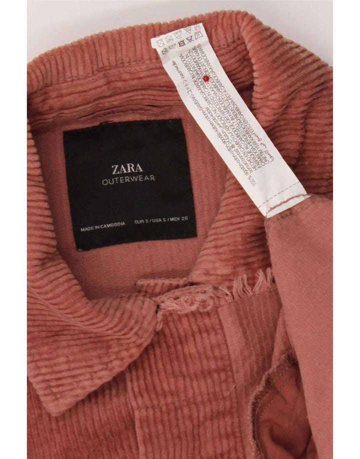 Giacca da donna oversize in velluto a coste Zara UK 10 piccola in cotone rosa
