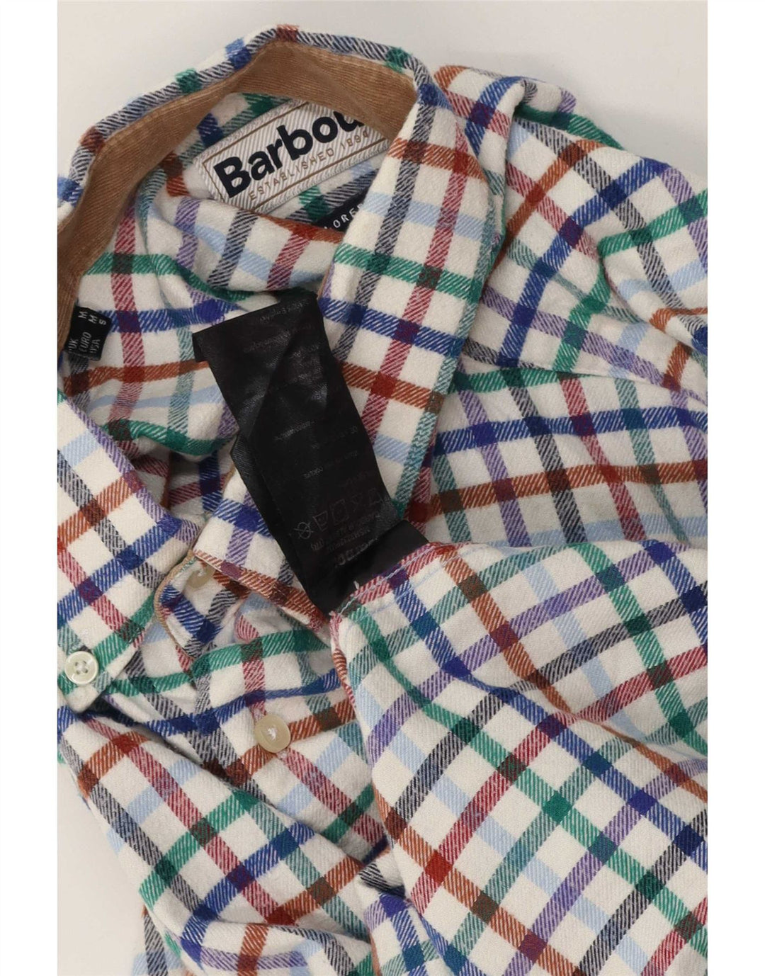 Barbour Camicia da uomo in flanella di cotone a quadri multicolore medio