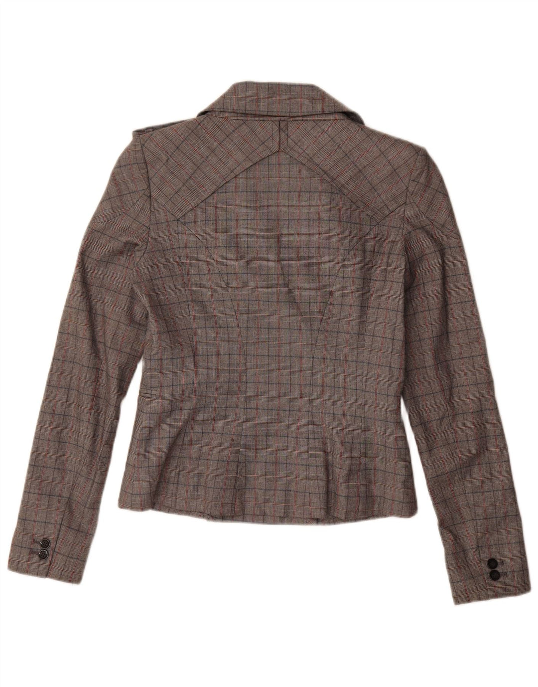 Giacca blazer doppiopetto vintage da donna IT 44 grigio medio a quadri
