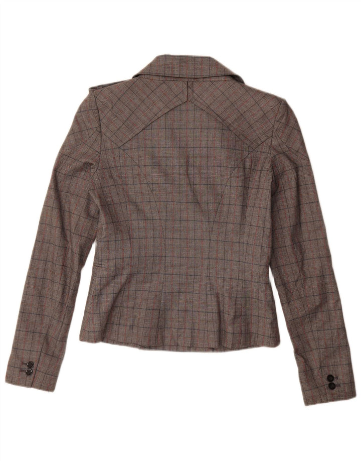 Giacca blazer doppiopetto vintage da donna IT 44 grigio medio a quadri