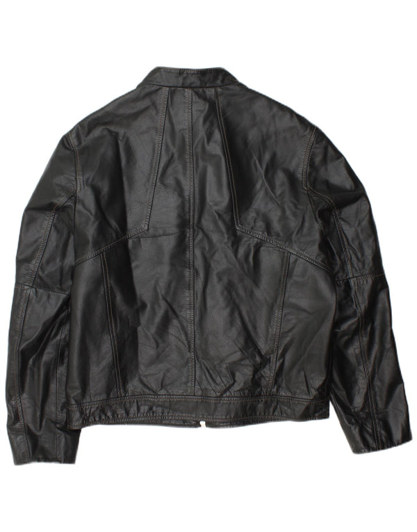 DAVID MAYER Giacca in pelle da uomo UK 38 Pelle nera media
