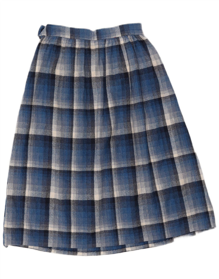 Gonna a pieghe vintage da donna W26 piccolo motivo a quadri blu