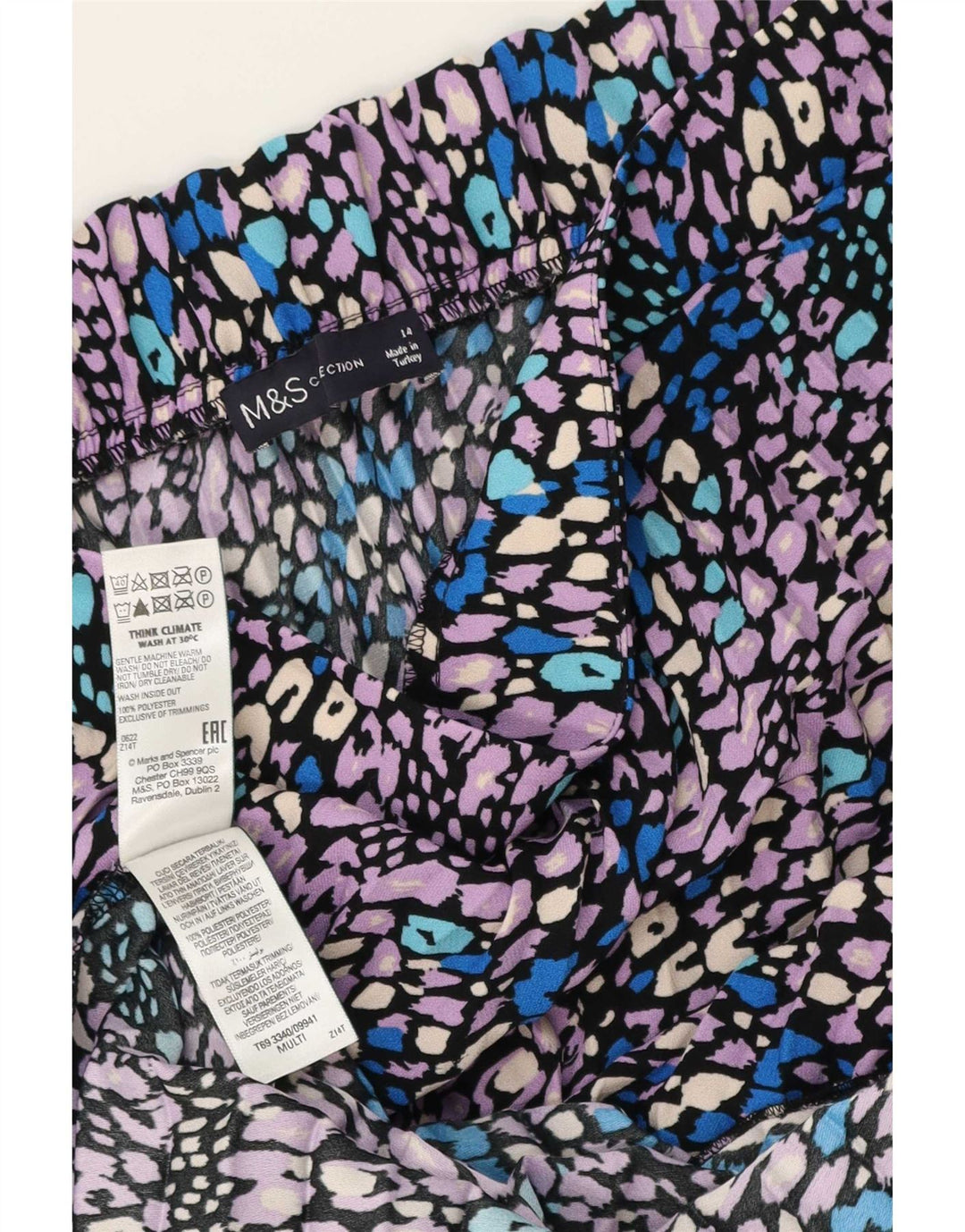 Gonna a trapezio da donna Marks & Spencer UK 14 grande W34 multicolore maculato