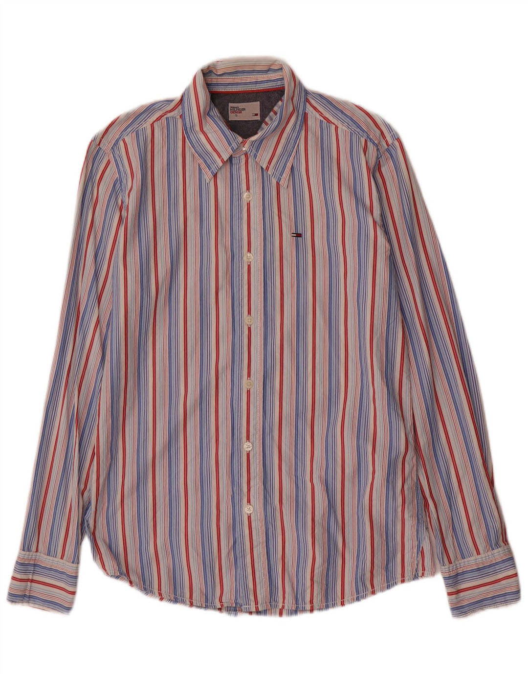 Camicia da uomo Tommy Hilfiger piccola in cotone a righe multicolori