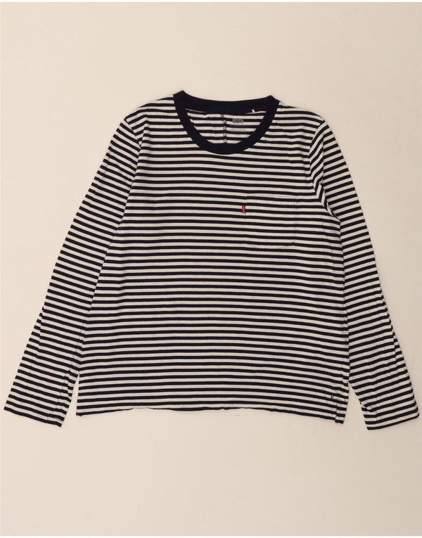 Levi's Top da donna a maniche lunghe UK 14 Large in cotone a righe blu navy