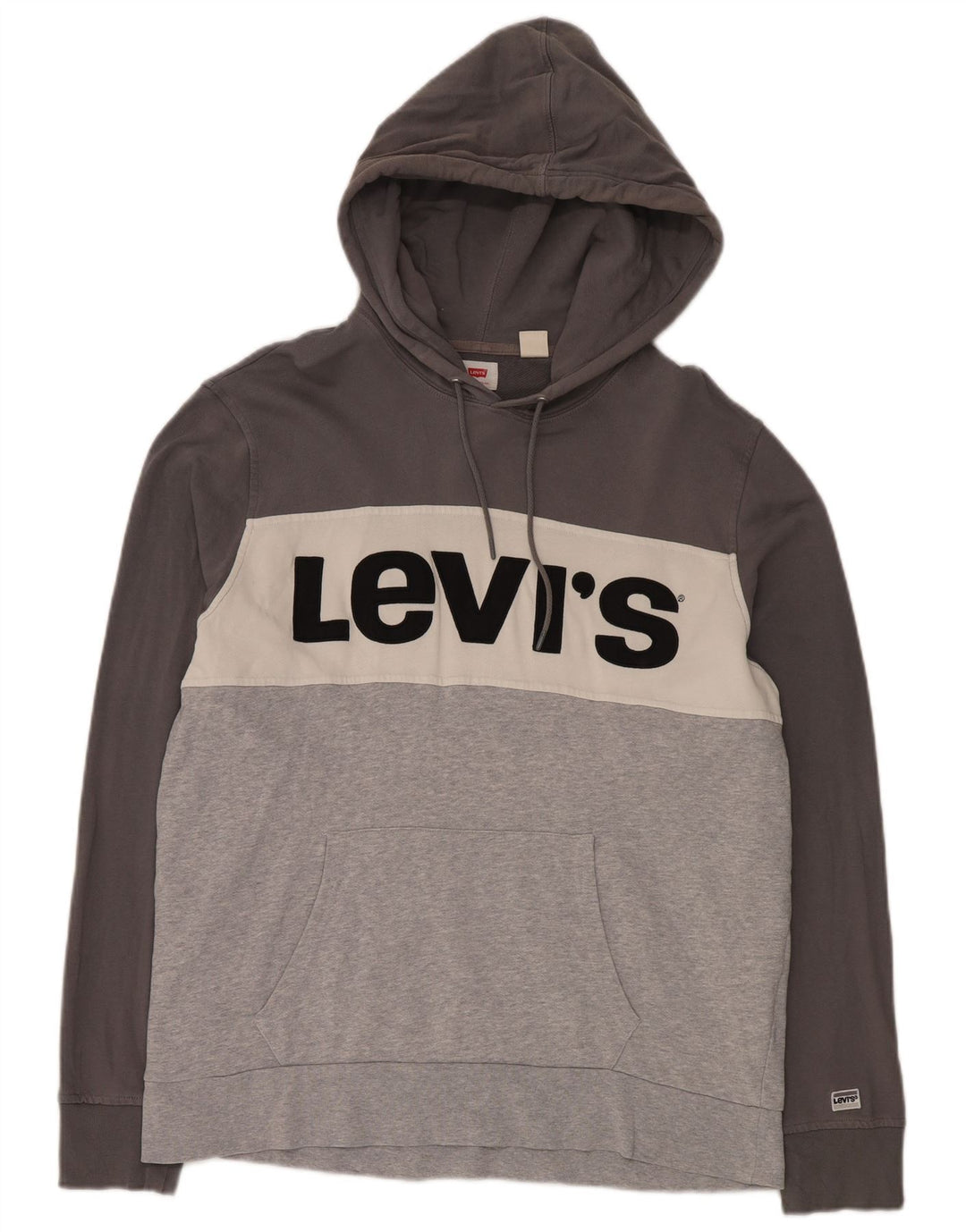 Maglione con cappuccio grafico da uomo Levi's XL in cotone color block grigio