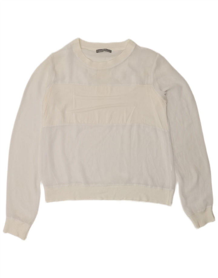 Felpa Zara Donna Maglione UK 10 Small Bianca
