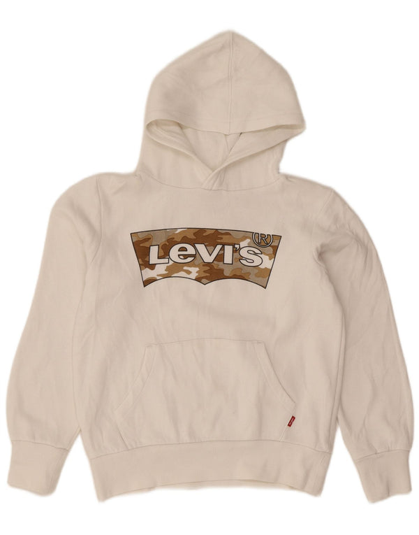 Maglione con cappuccio grafico per ragazze Levi's 9-10 anni in cotone bianco