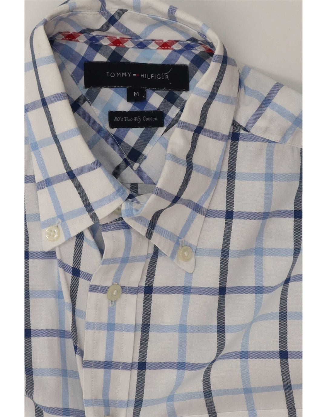 Camicia a maniche corte da uomo Tommy Hilfiger in cotone a quadri bianco medio
