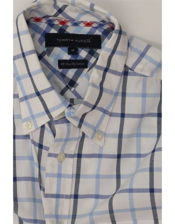 Camicia a maniche corte da uomo Tommy Hilfiger in cotone a quadri bianco medio