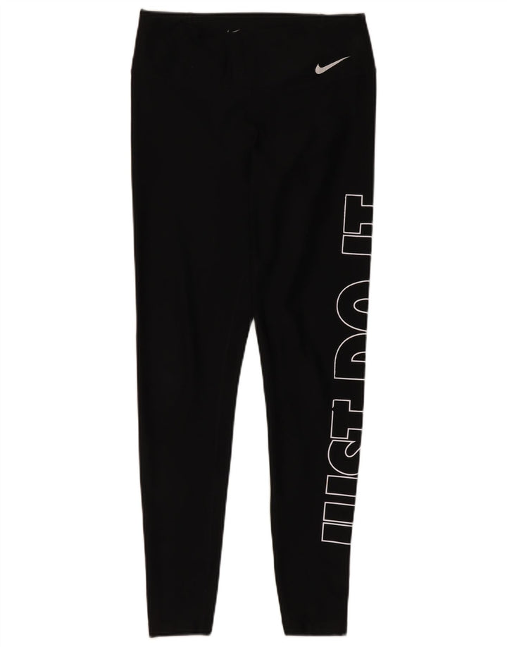 Leggings grafici Nike Dri Fit da donna UK 10 piccoli poliestere nero
