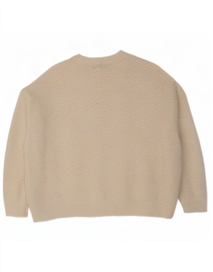 Maglione maglione con scollo a barca da donna Marks & Spencer UK 16 Grande Chevron bianco