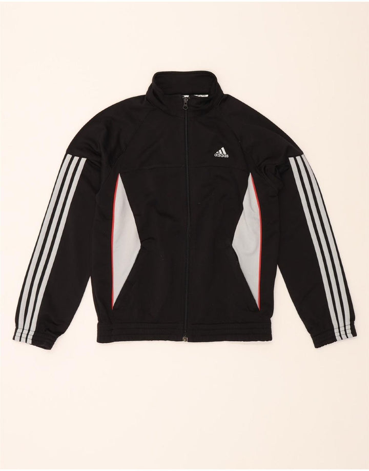 ADIDAS Boys Tracksuit Top Jacket 11-12 Years Black Colourblock Polyester Vintage Adidas and Second-Hand Adidas from Messina Hembry 