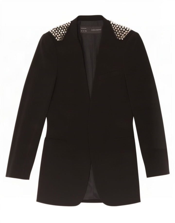 Giacca blazer aperta da donna Zara UK 12 poliestere nero medio