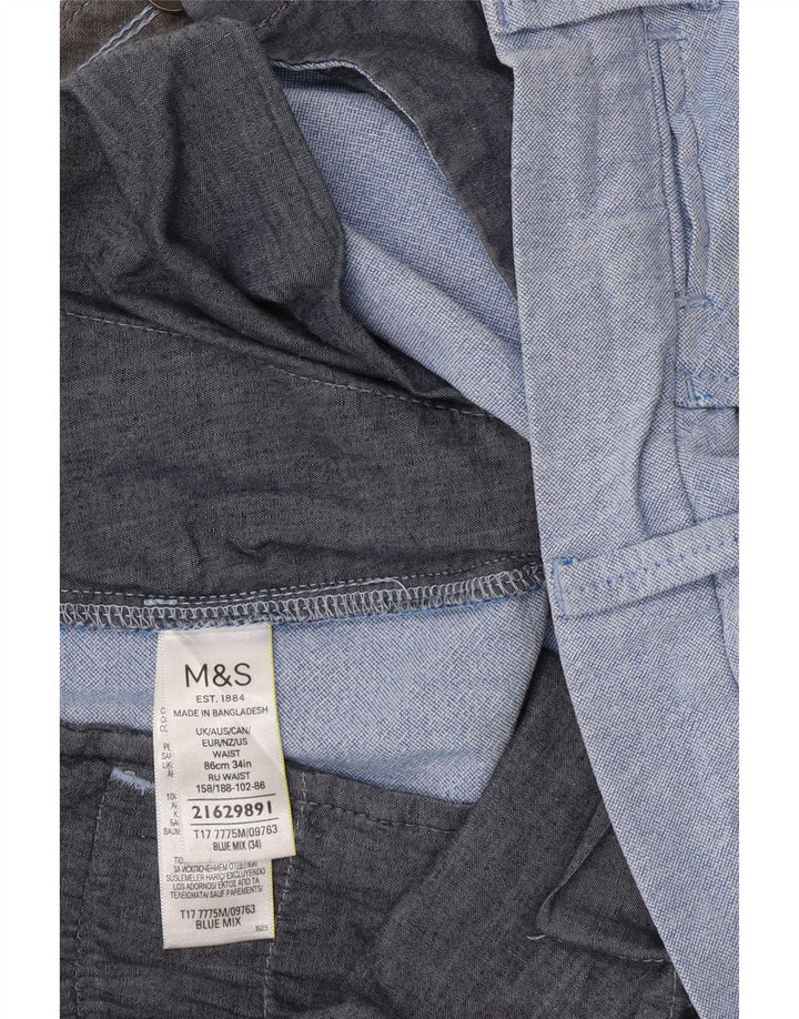 Pantaloncini chino da uomo Marks & Spencer W34 grandi in cotone blu