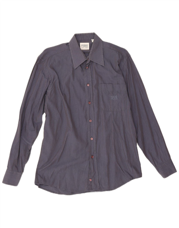 Camicia da uomo Gianfranco Ferre taglia 39 15 1/2 cotone medio blu navy