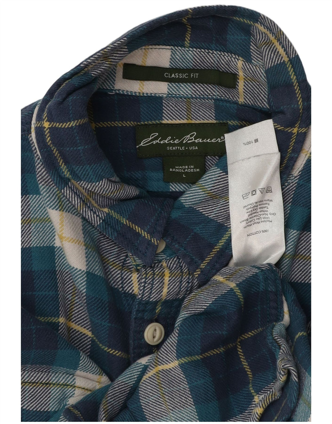 EDDIE BAUER Camicia da uomo in flanella dalla vestibilità classica, grande cotone scozzese blu