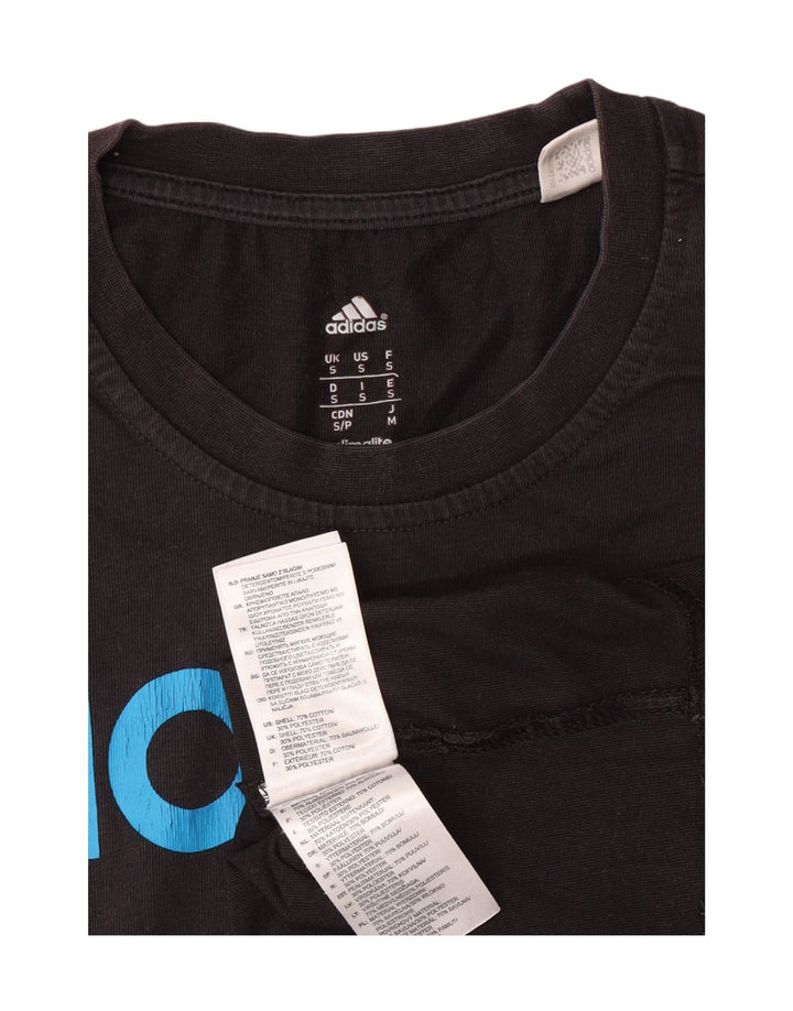 ADIDAS Mens Graphic T-Shirt Top Small Black Cotton Vintage Adidas and Second-Hand Adidas from Messina Hembry 