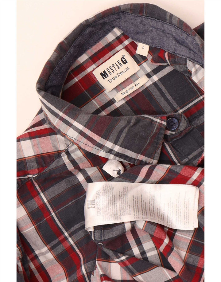 Camicia da uomo Regular Fit Mustang, cotone a quadri blu grandi