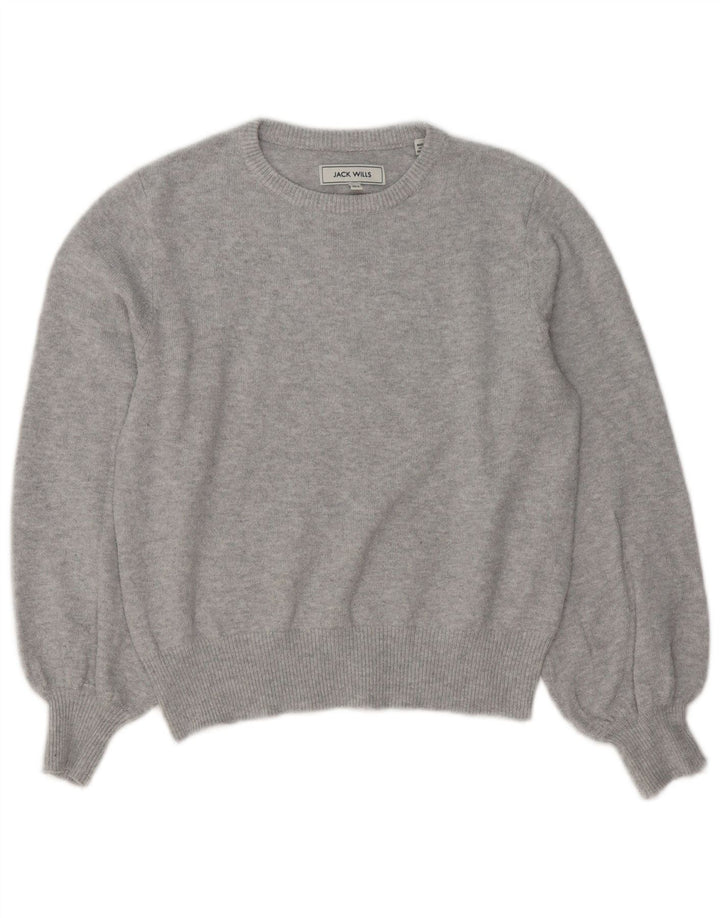 JACK WILLS Maglione maglione girocollo oversize da donna UK 8 piccolo grigio