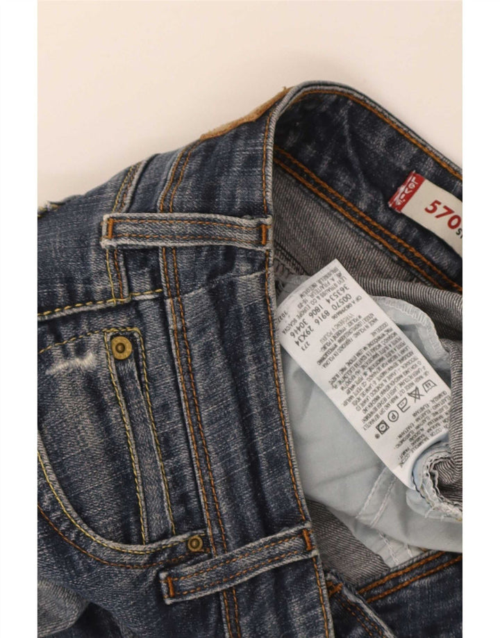 Levi's Donna 570 Crop Jeans dritti W29 L26 Cotone Blu