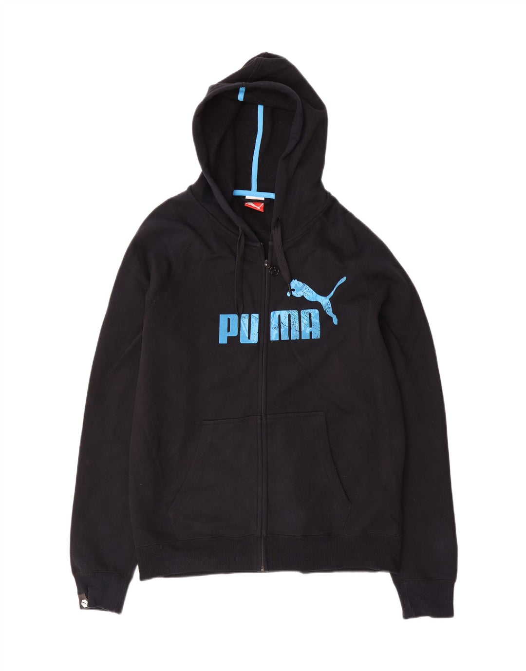 Felpa con cappuccio e zip grafica da uomo Puma grande in cotone nero
