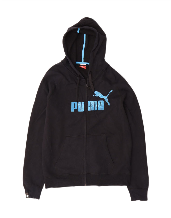 Felpa con cappuccio e zip grafica da uomo Puma grande in cotone nero