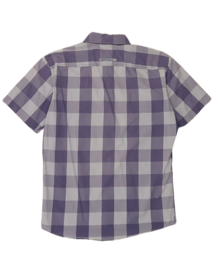 Camicia da uomo a maniche corte con vestibilità regolare Camel Active in cotone a quadretti blu medio