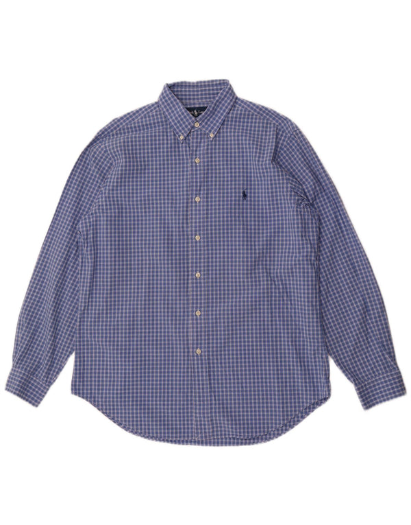 Ralph Lauren Mens Classic Fit Shirt Size 16 Large Blue Check Cotton