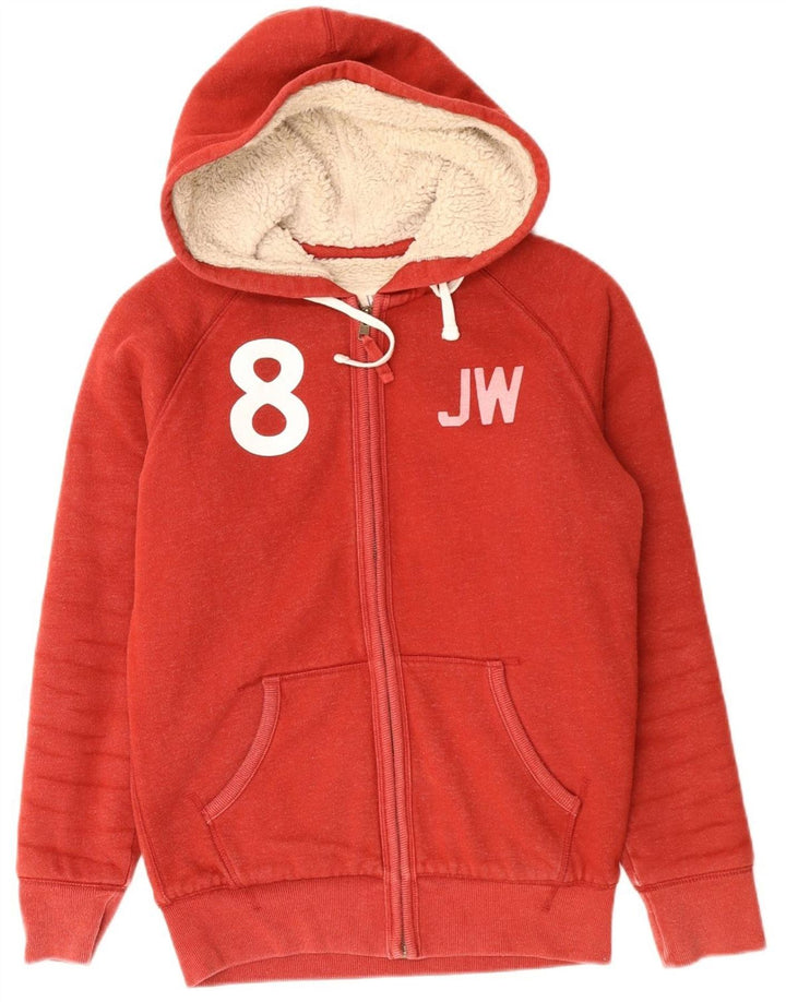 JACK WILLS Maglione con cappuccio e zip grafica da uomo piccolo in cotone rosso