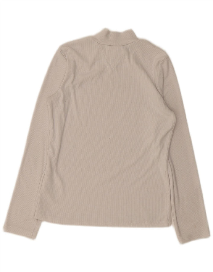 Tommy Hilfiger Donna Top Manica Lunga UK 12 Medio Bianco Poliestere