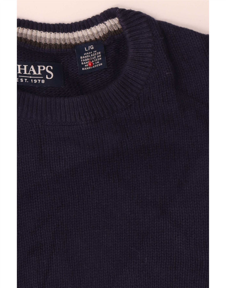 Chaps Uomo Maglione Girocollo Maglione Grande Cotone Blu Navy
