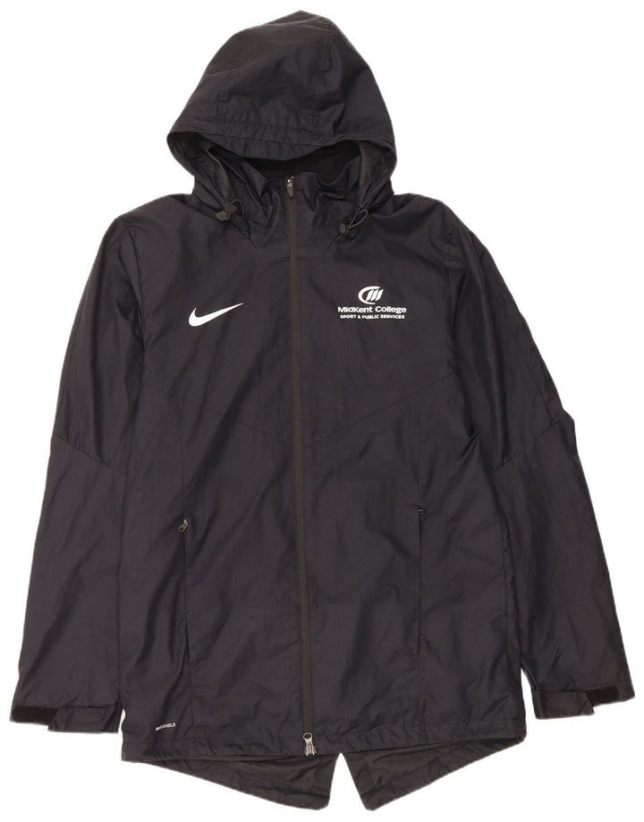 Giacca antipioggia con cappuccio grafico Nike da uomo UK 38 medio poliestere blu navy