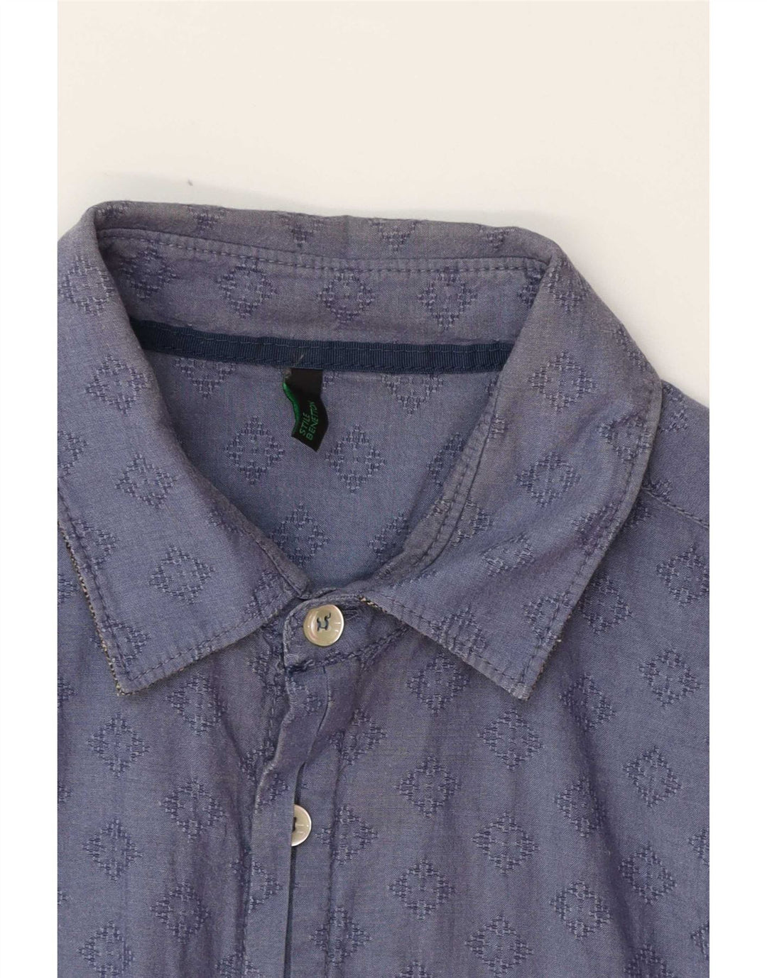 Camicia Benetton Uomo Piccola Blu Navy Geometrica