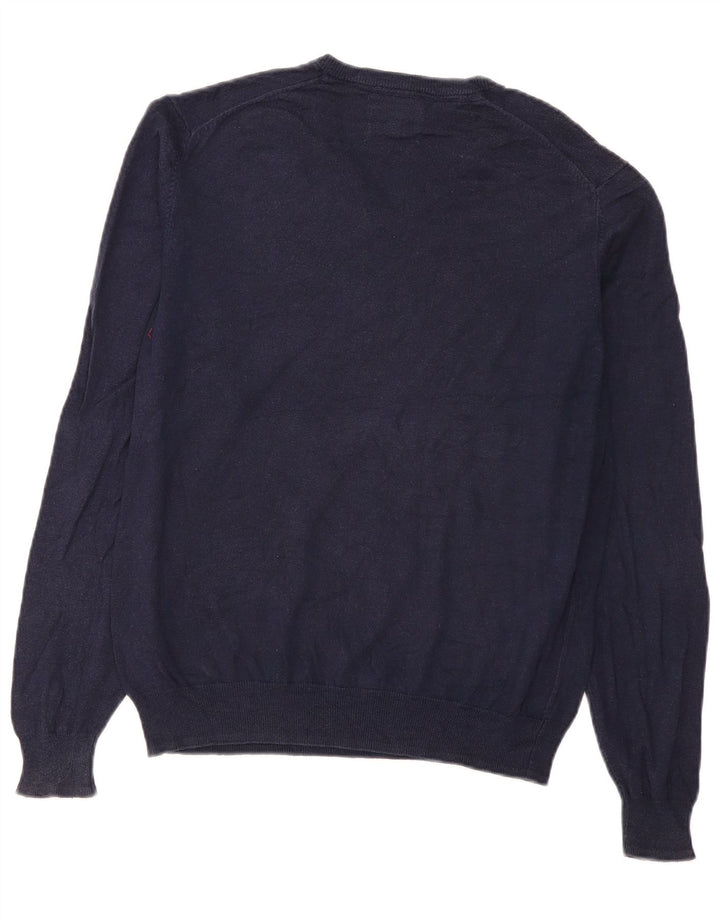 Maglione maglione con scollo a V vestibilità regolare da uomo Marks & Spencer blu navy medio