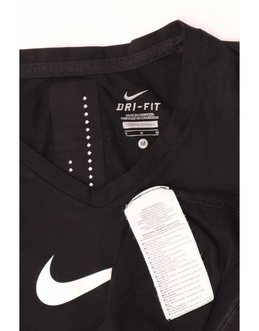 Canotta grafica Nike Dri Fit da donna UK 12 medio nero poliestere