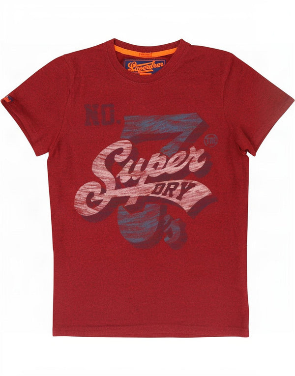 T-shirt grafica da uomo Superdry Top grande in cotone chiazzato marrone