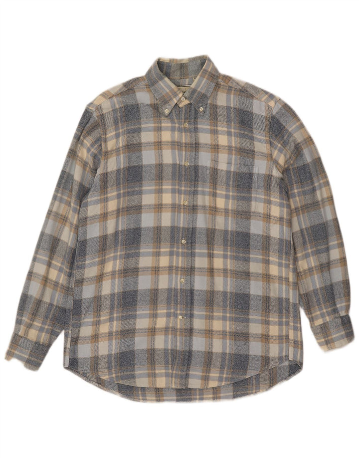 Camicia in flanella da uomo Norton & Wilson taglia 40 15 3/4 medio blu a quadri