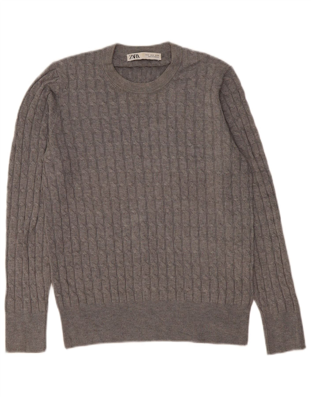 Maglione Zara da uomo girocollo in viscosa grigio medio