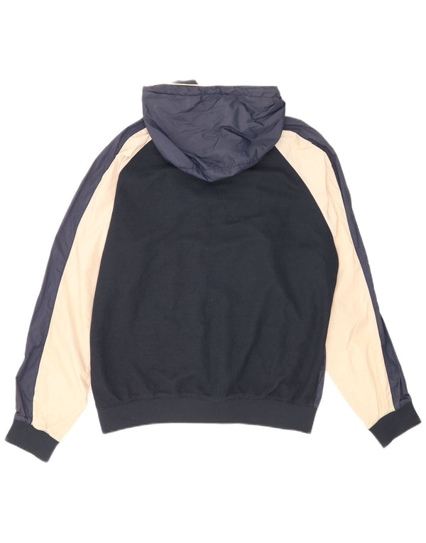 Giubbotto bomber con cappuccio da uomo Zara UK 40 Large in nylon color block blu navy
