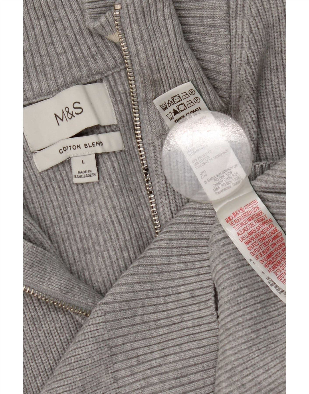 Maglione da uomo Marks & Spencer vestibilità regolare con zip e collo grande grigio