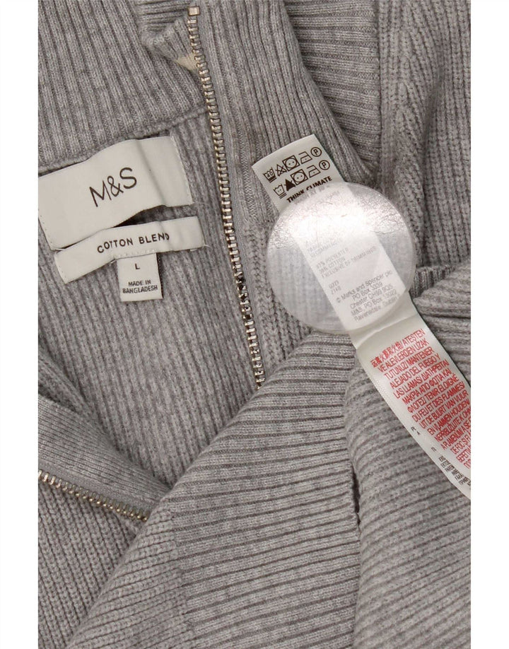 Maglione da uomo Marks & Spencer vestibilità regolare con zip e collo grande grigio