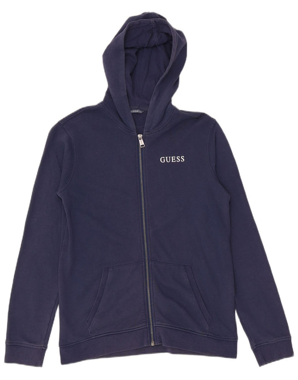 Maglione con cappuccio e zip grafica per ragazze Guess 11-12 anni in cotone blu navy