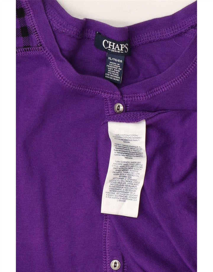 Top da donna a maniche lunghe Chaps UK 18 XL cotone a quadri viola
