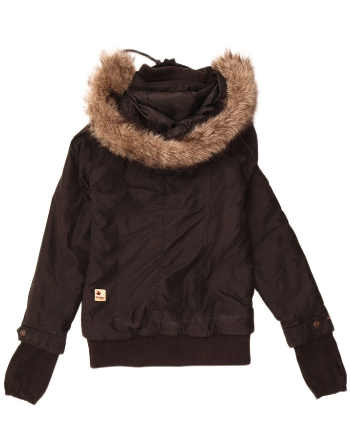 Giubbotto bomber con cappuccio da donna KHUJO UK 14 poliestere nero medio