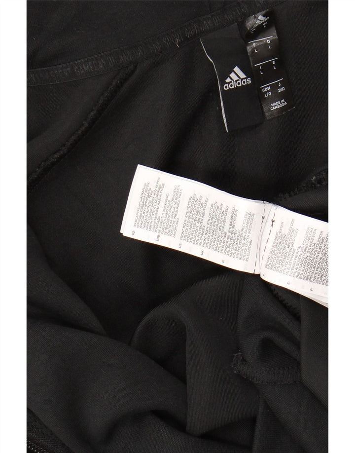 Maglione con cappuccio e zip da uomo ADIDAS grande in cotone nero