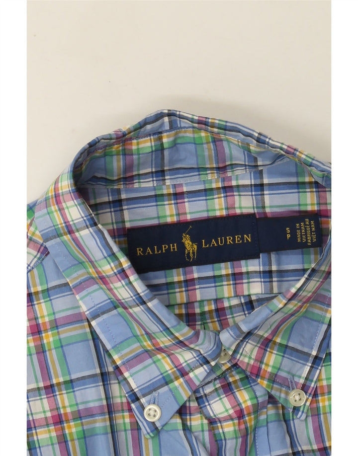 Camicia da uomo Ralph Lauren piccola in cotone a quadri blu