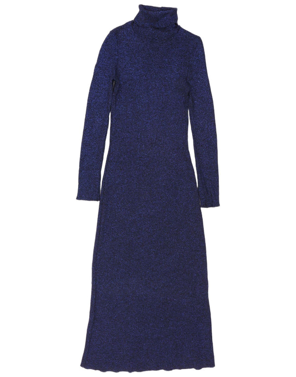 Abito maglione a maniche lunghe da donna Zara UK 8 Small in viscosa screziata blu navy